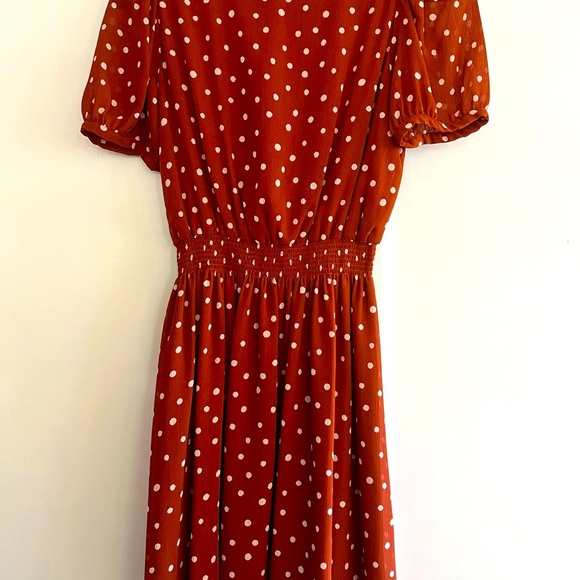 Madewell Orange Puff Sleeve V-Neck Sundress - Picture 8 of 10